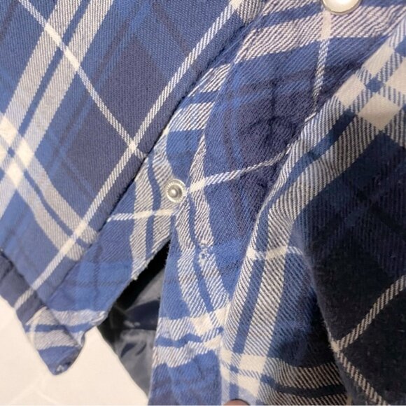 Forcefield Blue Plaid Snap Front Insulated Work Shirt Jacket Shacket M - Picture 7 of 16